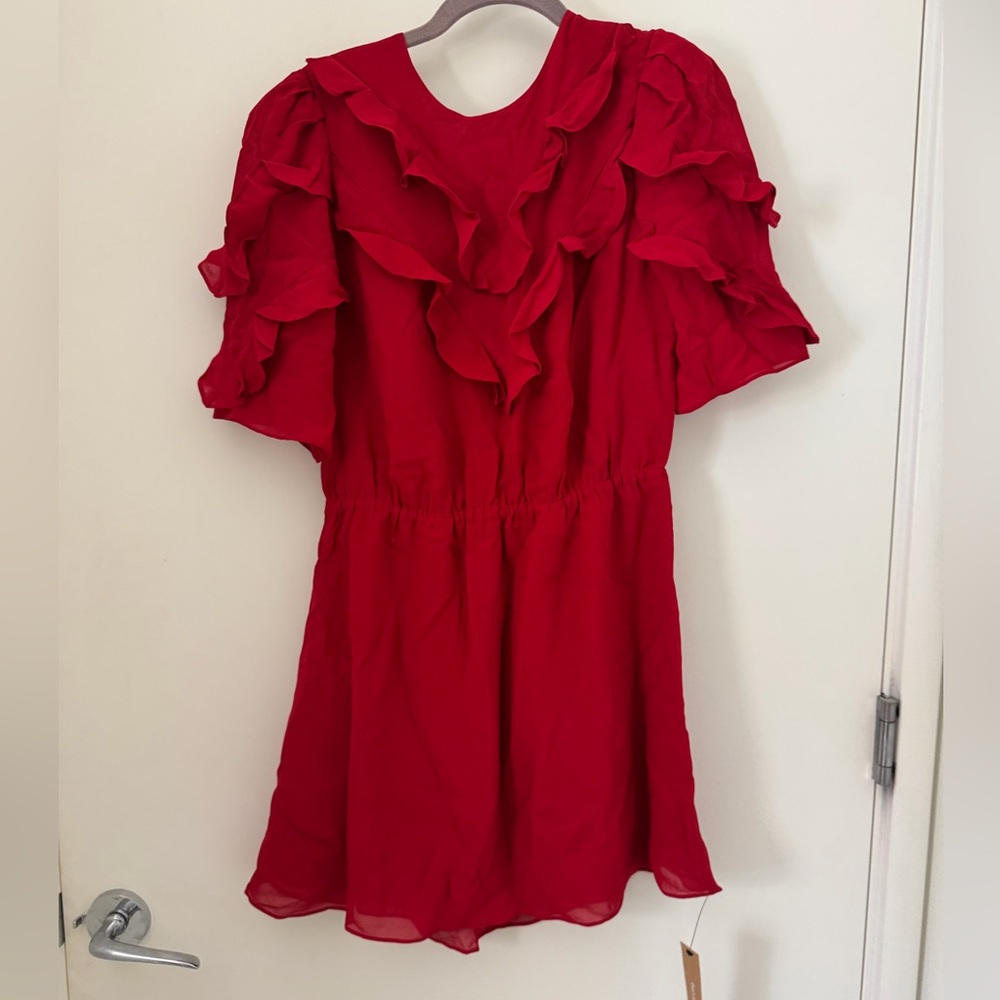 NWT Reformation Red Ruffle Mini Dress - Size 6